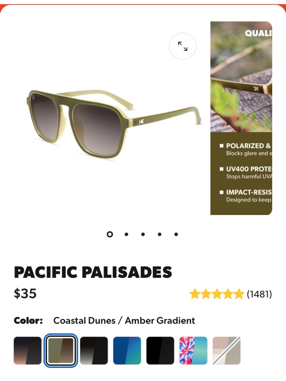 Pacific Palisades Coastal Dunes Amber Gradient Sunglasses